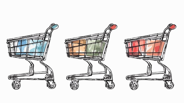 Hand Drawn Style Shopping Cart Design Vector Illustration