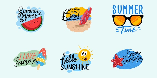 Hand drawn summer elements vector