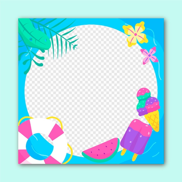 Hand drawn summer facebook frame template