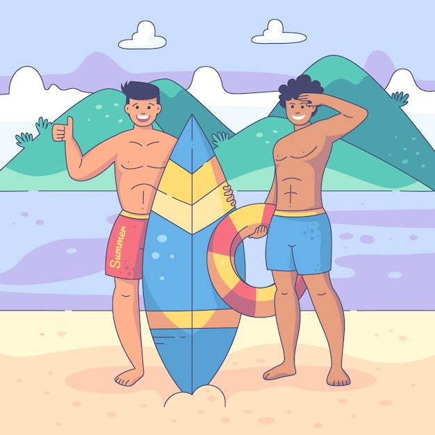 Hand drawn summer friends lifestyle illustration