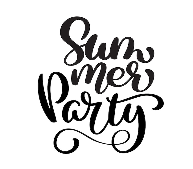 Hand drawn Summer Party lettering vector logo illusrtation Modern Calligraphy lettering on white