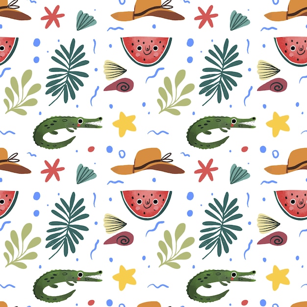 Hand drawn summer pattern design