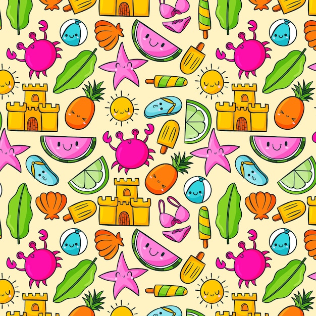 Hand drawn summer pattern design