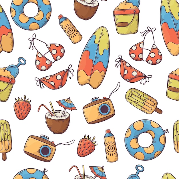 Hand drawn summer pattern