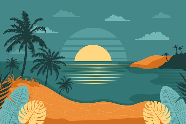 Hand drawn summer tropical background