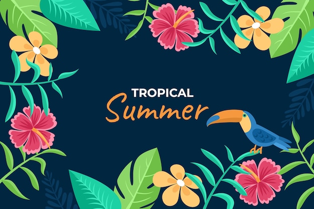 Hand drawn summer tropical plants background