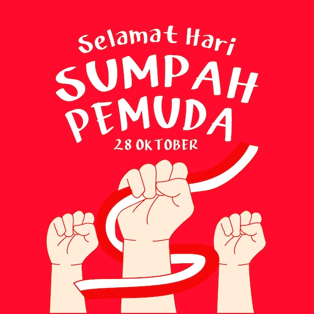 Hand drawn sumpah pemuda illustration