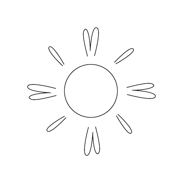 Hand drawn sun illustration Isolated on white background