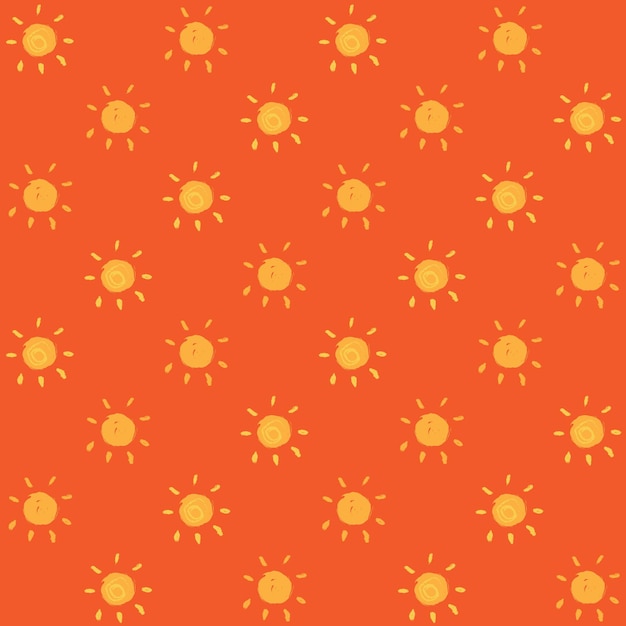 Hand Drawn Sun Vector Seamless Pattern