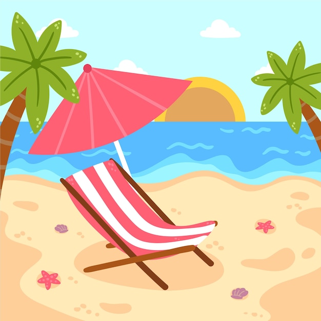 Hand drawn sunbed illustration