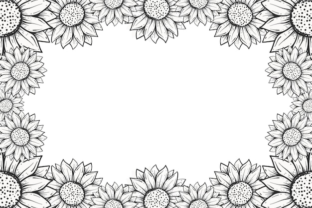 Hand drawn sunflower border