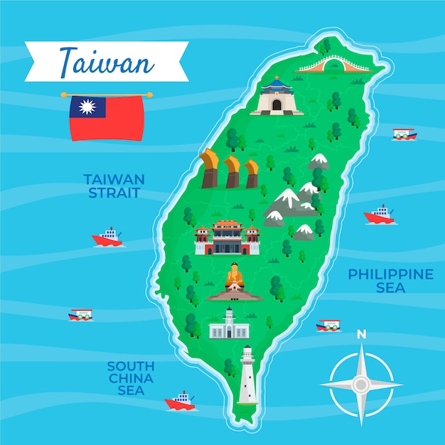 Vector hand drawn taiwan  map illustration