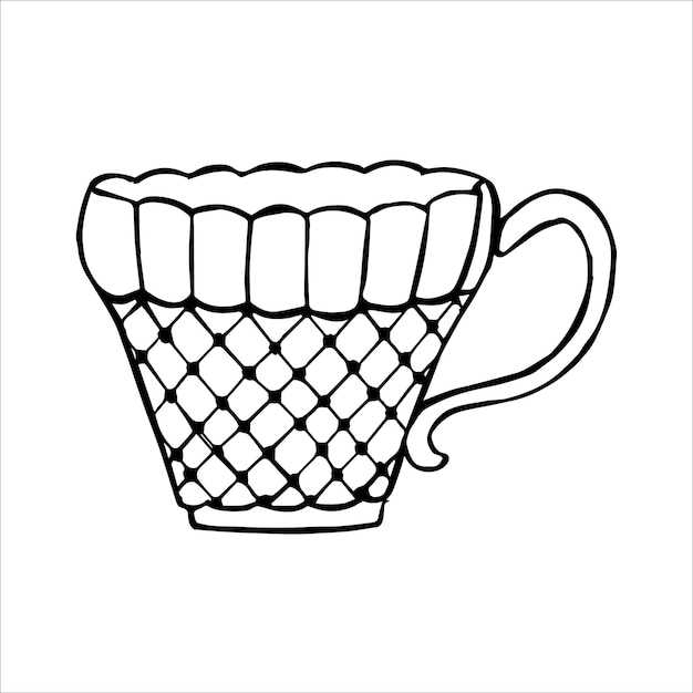 Hand drawn tea or coffee cup doodle or sketch flat image