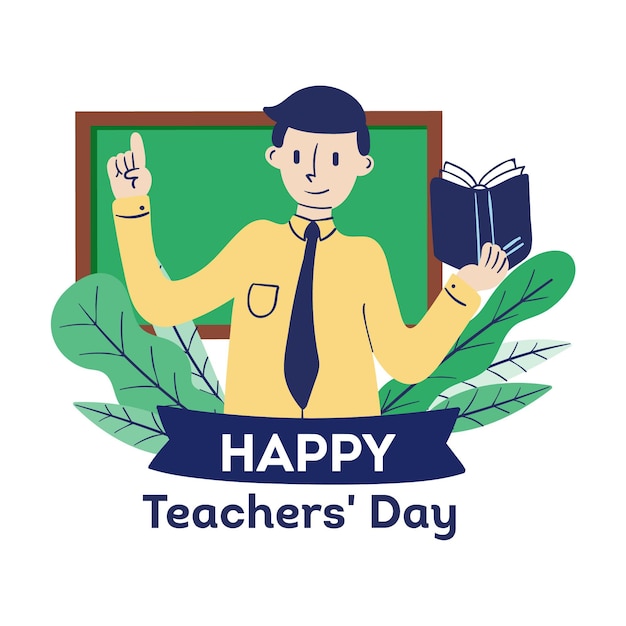 Hand drawn teachers' day with man