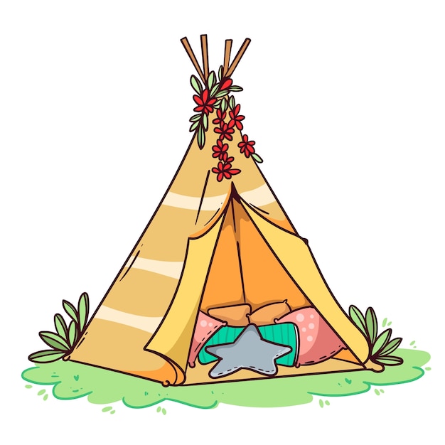 Hand drawn teepee illustration