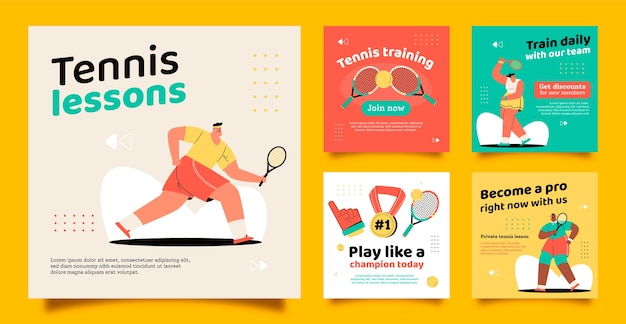 Hand drawn tennis game instagram posts