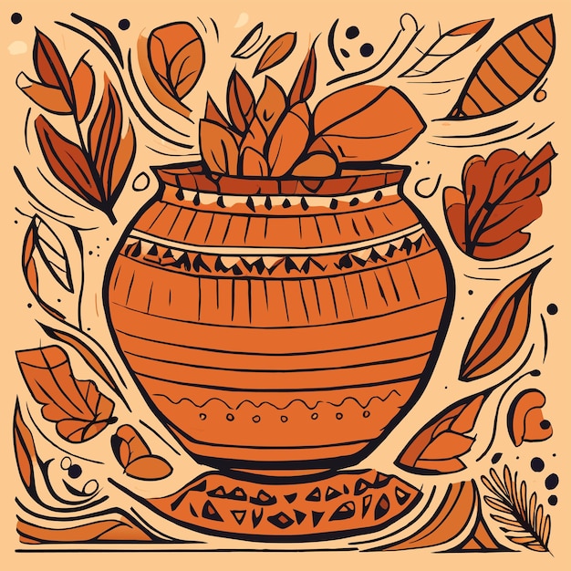 Vector hand drawn terracotta background