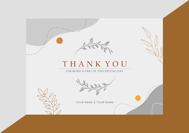 Vector hand drawn thank you card template