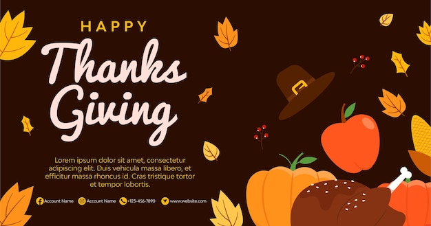 Hand Drawn Thanksgiving Background Flat Design Banner