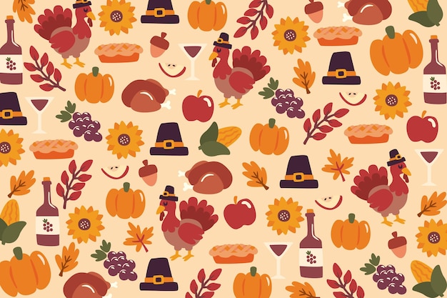 Hand drawn thanksgiving background