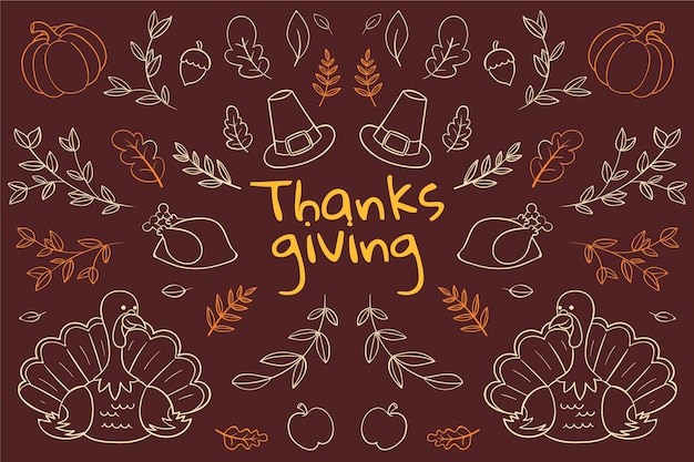 Vector hand drawn thanksgiving background