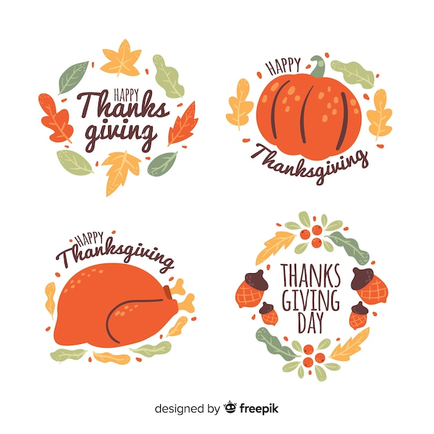 Hand drawn thanksgiving badge collection