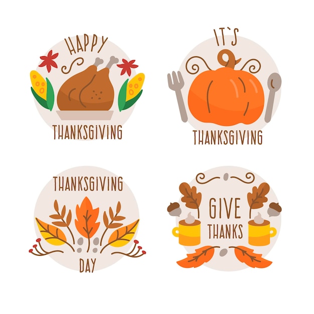 Hand drawn thanksgiving badge collection