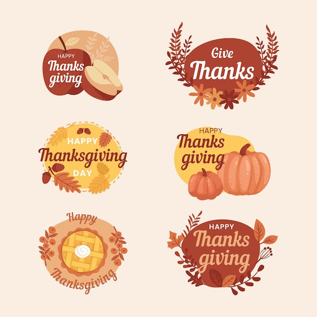 Hand drawn thanksgiving badge collection