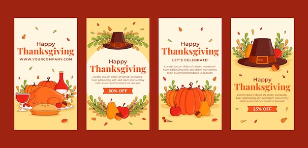 Hand drawn thanksgiving celebration instagram stories collection