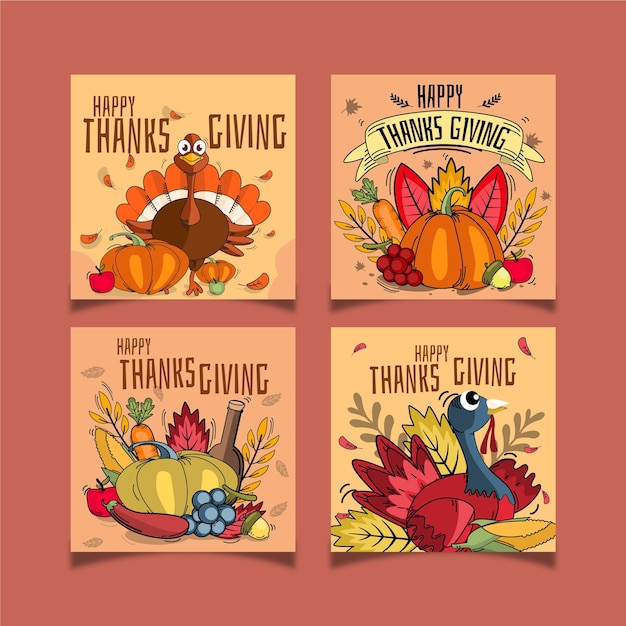 Hand drawn thanksgiving instagram posts