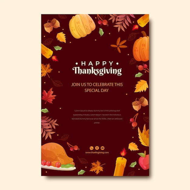 Vector hand drawn thanksgiving vertical poster template