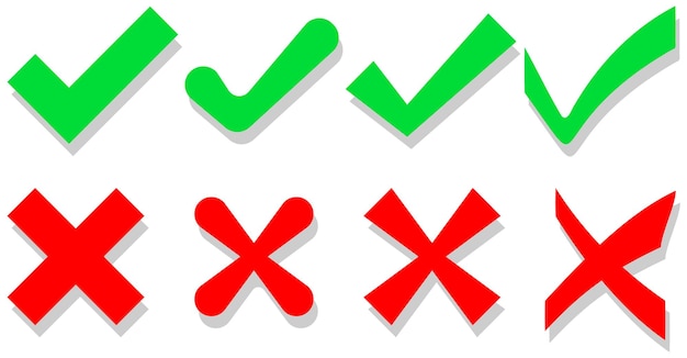 Hand drawn Tick and Cross Check marks indication for concept yes and no