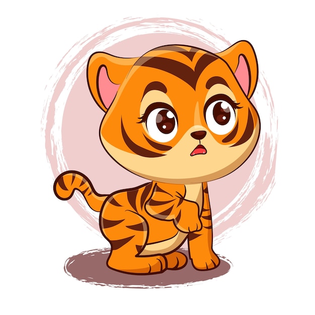 Hand drawn tiger design character vector illustration