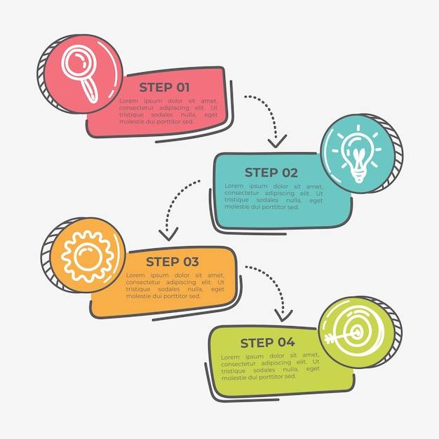Hand drawn timeline infographic