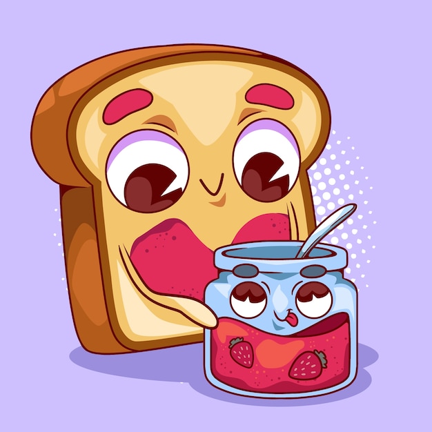 Hand drawn toast cartoon illustration