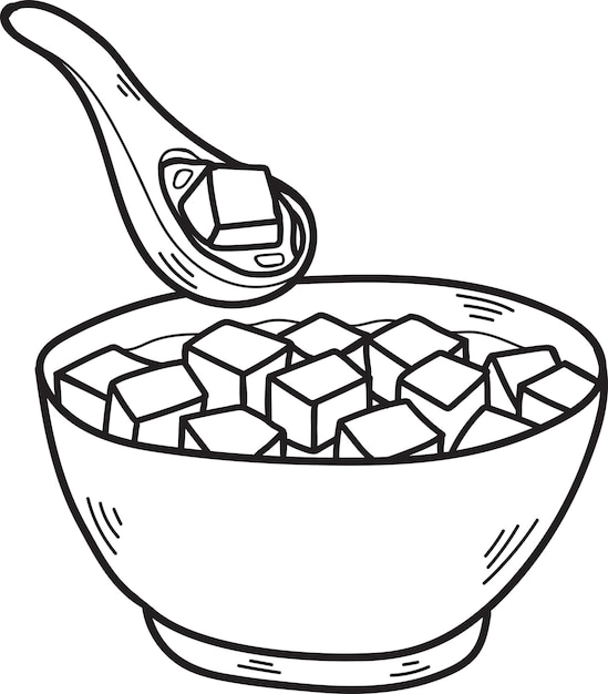 Hand Drawn tofu soup Chinese and Japanese food illustration