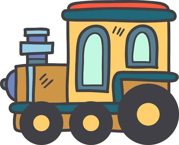 Hand Drawn toy train for kids illustration