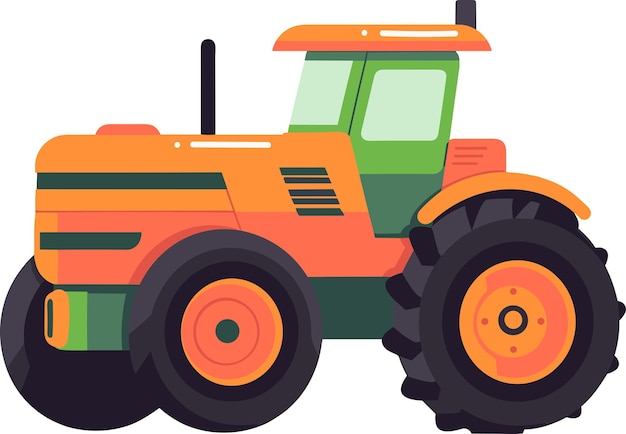 Hand Drawn tractor in flat style isolated on background