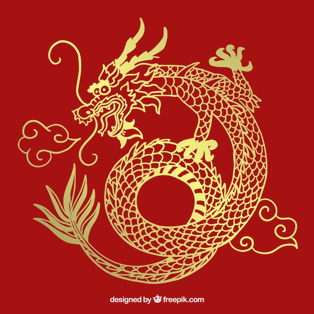 Hand drawn traditional chinese dragon