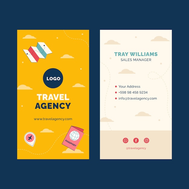 Hand drawn travel agency  business card