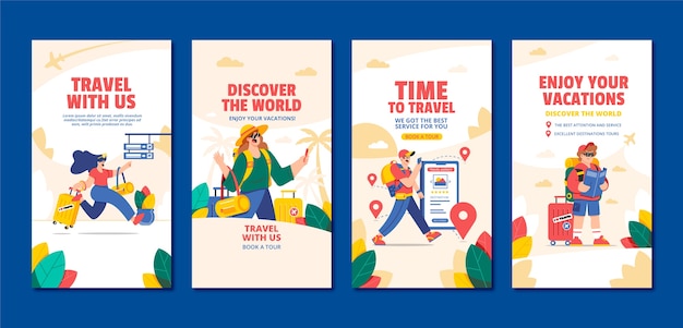 Hand drawn travel agency instagram stories template