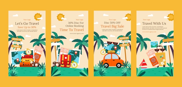 Hand drawn travel agency instagram stories