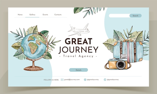 Hand drawn travel agency landing page template