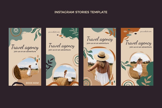 Hand drawn travel instagram stories template