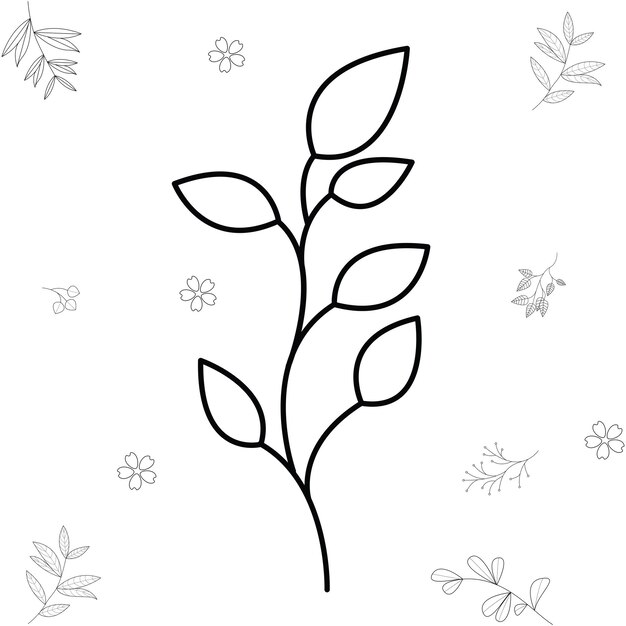 Hand drawn tree branches and leaves vector graphic design ornament