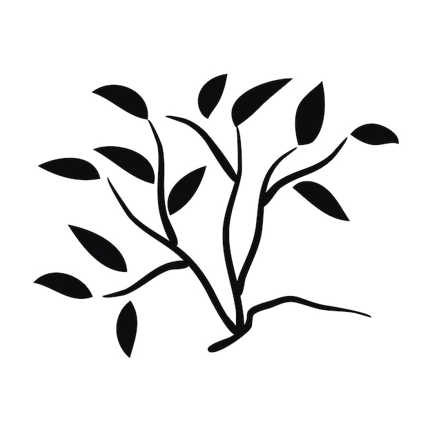 Hand drawn tree with a black outline isolated on white background