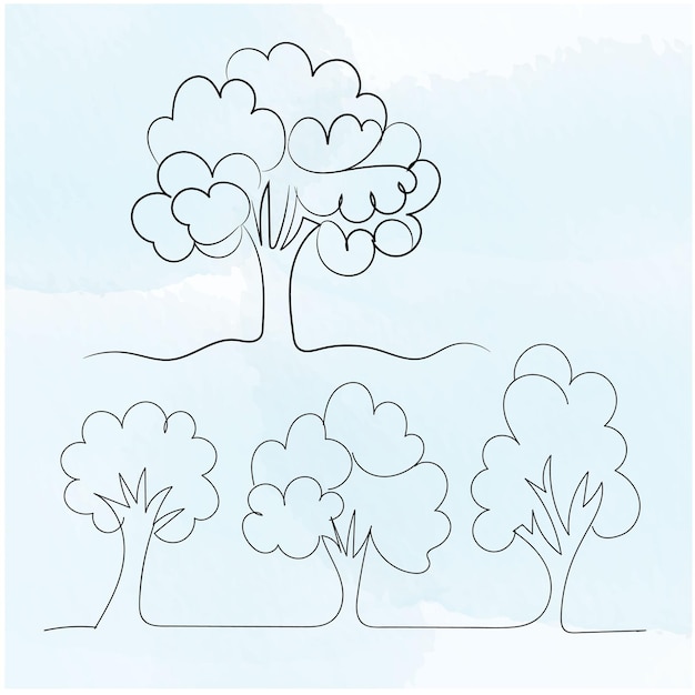 Vector hand drawn trees outline illustration