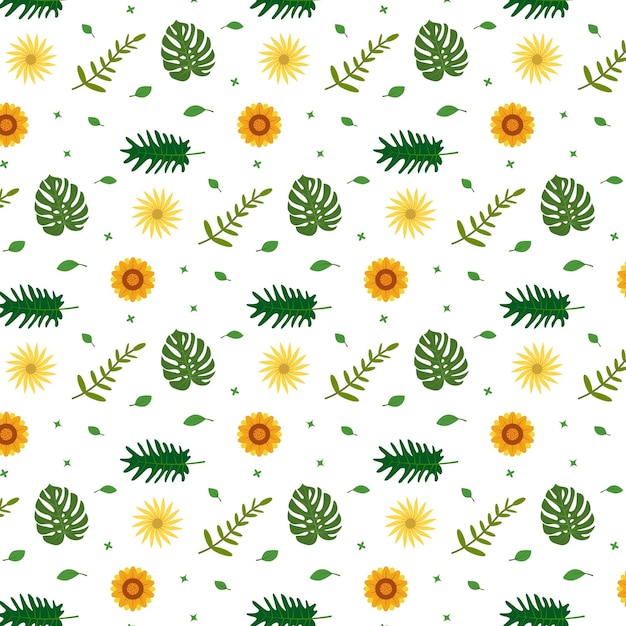 Hand drawn tropical plants pattern