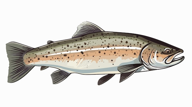 Hand Drawn Trout Fish Vector Illustration with Artistic Strokes