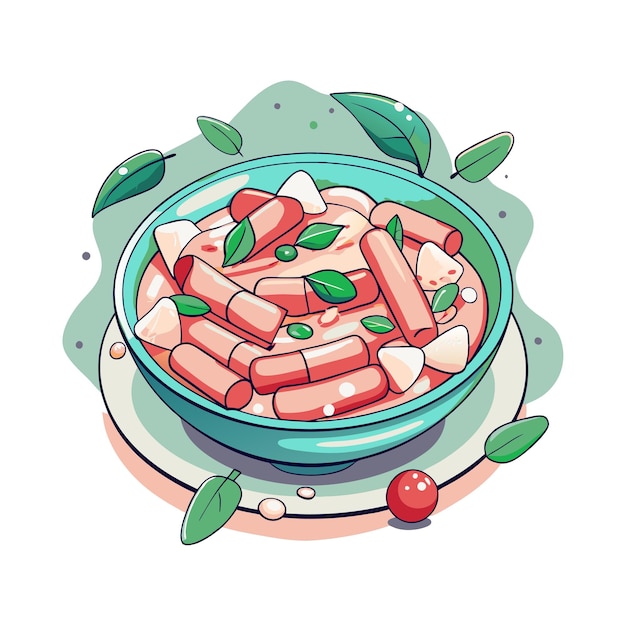 Vector hand drawn tteokbokki illustration